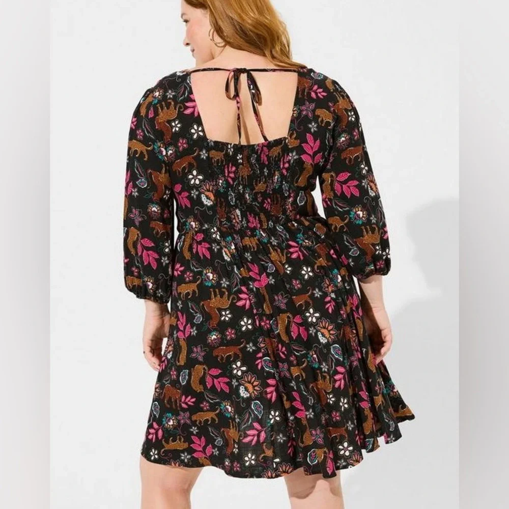 TORRID Mini Rayon Slub Balloon Sleeve Twist Font Dress 0X
